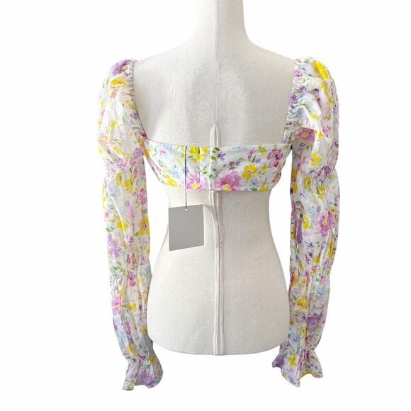 Reformation Marjorelle Marcelle Crop Top Watercolor Print M - Picture 7 of 13